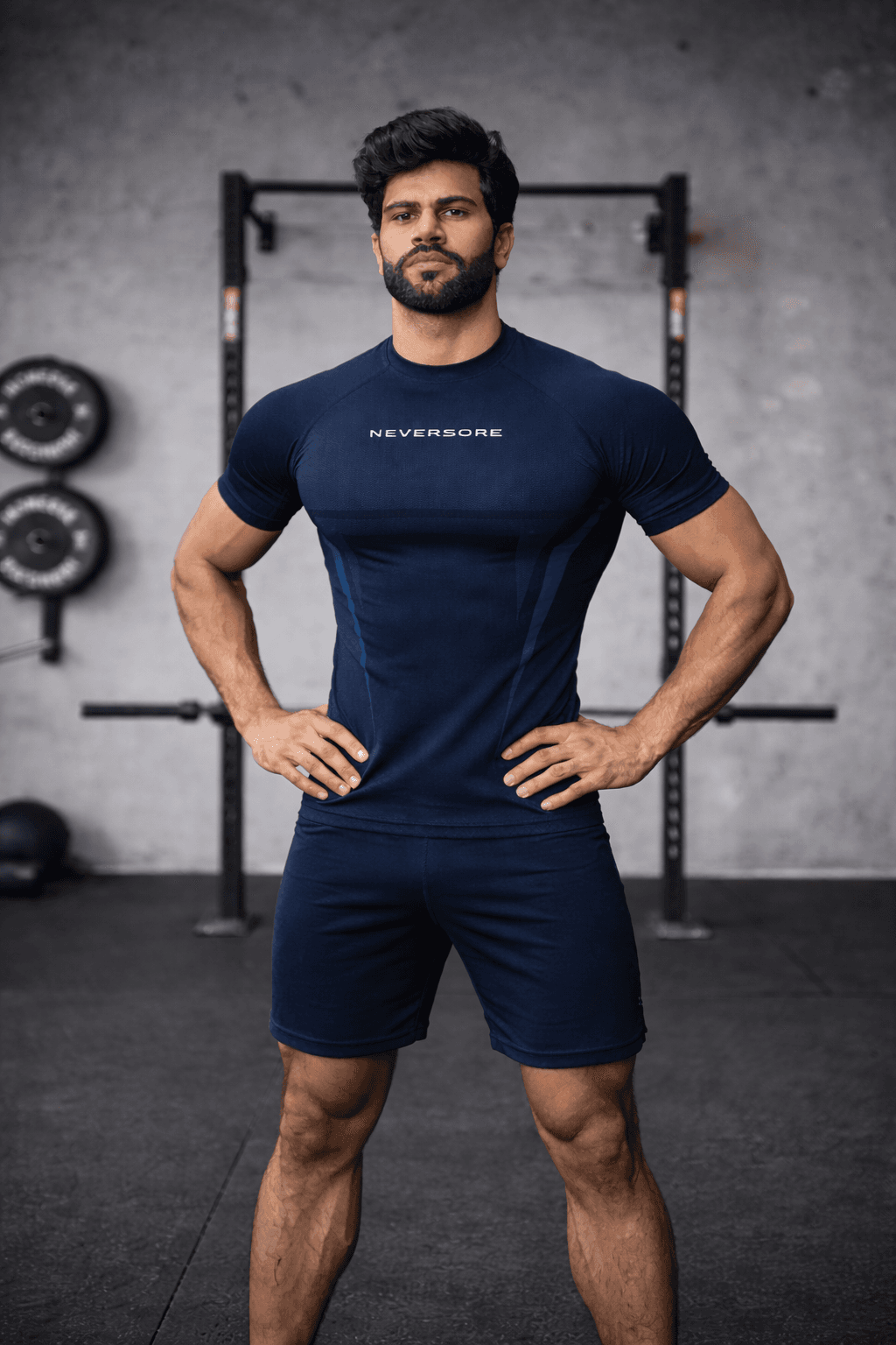 Model showcasing the seamless tee